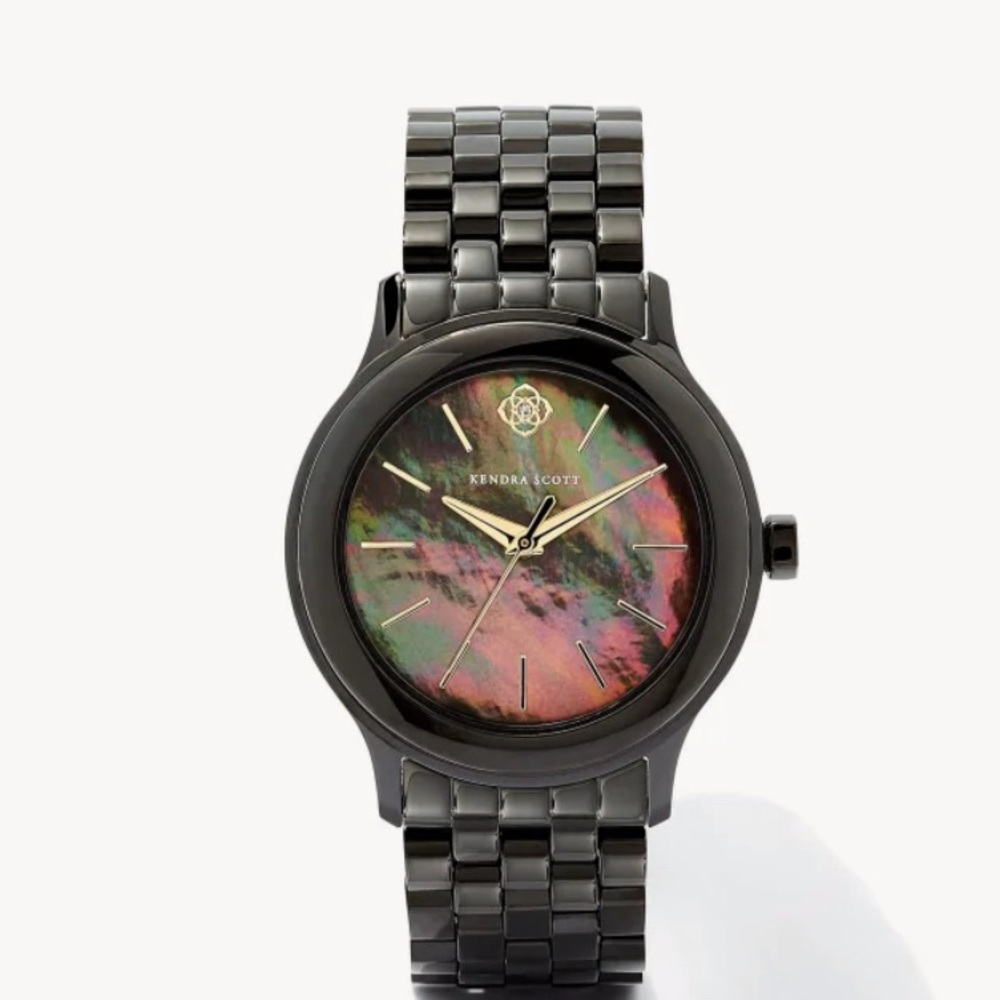 NWOT Kendra Scott Alex stain steel 35 mm bracelet. Black mother of pearl